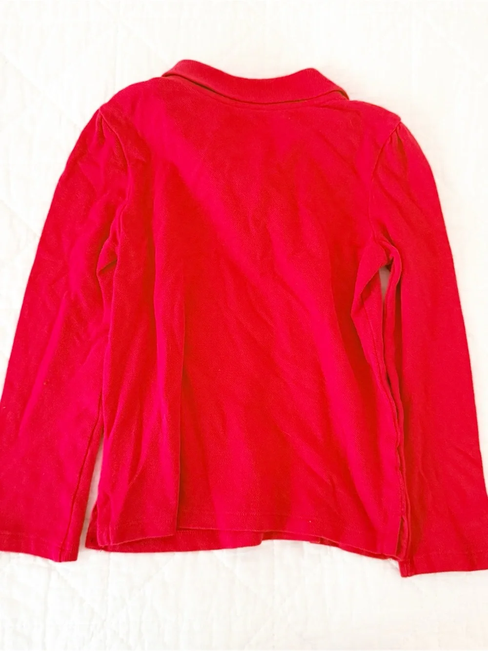 The Children's Place 3T Kids Bright Red Long Sleeve Ruffle Polo Top